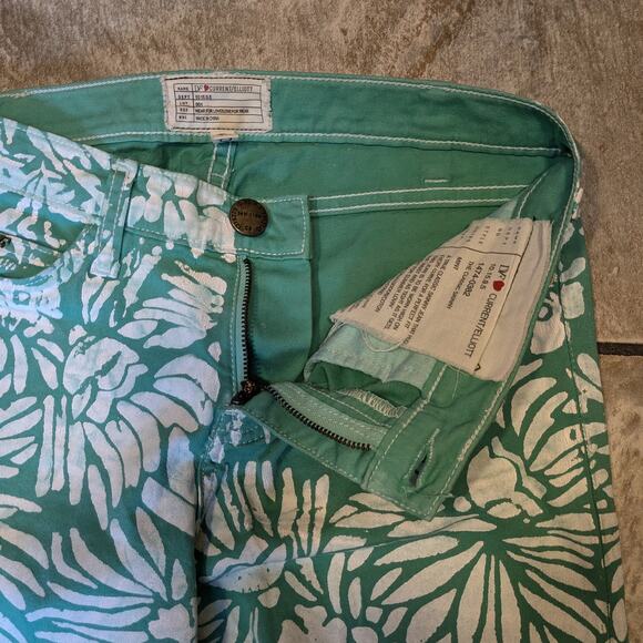DVF x Current/Elliott Womens Sz 26-0 Jeans Painted Skinny Mint Floral High Waist - Picture 9 of 10